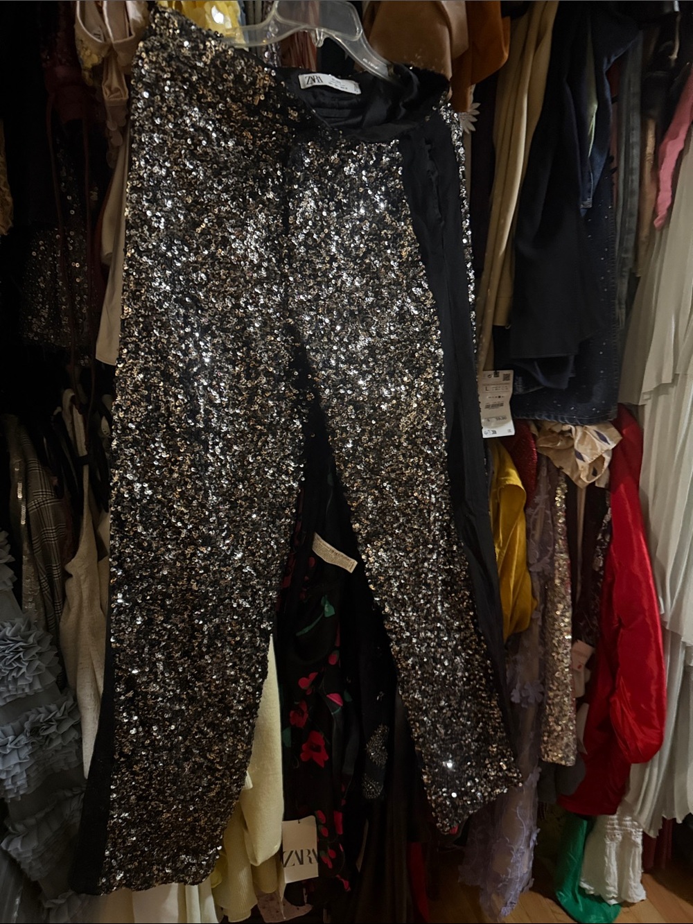 NWT ZARA STUDIO SILVER SEQUIN PANTS LIMITED EDITION - Picture 4 of 4